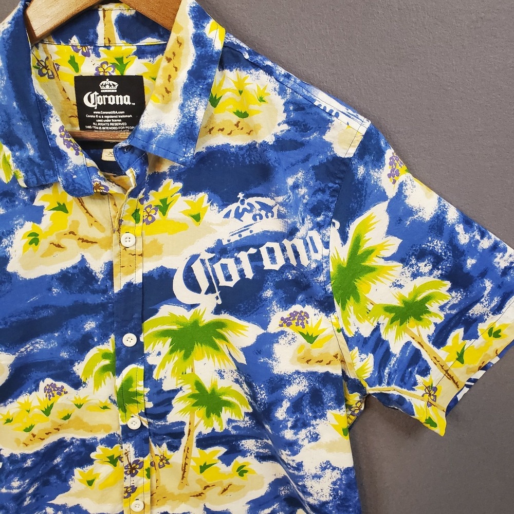 Corona Beer Shirt‎ Mens XL Hawaiian Tropical Resort Casual Button Up Luau Party - Picture 2 of 8
